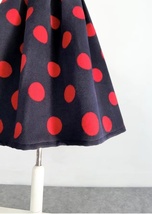 Women Winter Polka Dot Midi Party Skirt Winter Black Red Pleated Holiday Skirt image 5