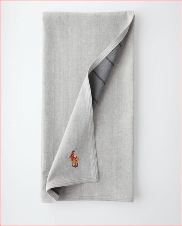 Ralph Lauren Turner Herringbone Throw Blanket Embroidered polo pony $215 - $126.05
