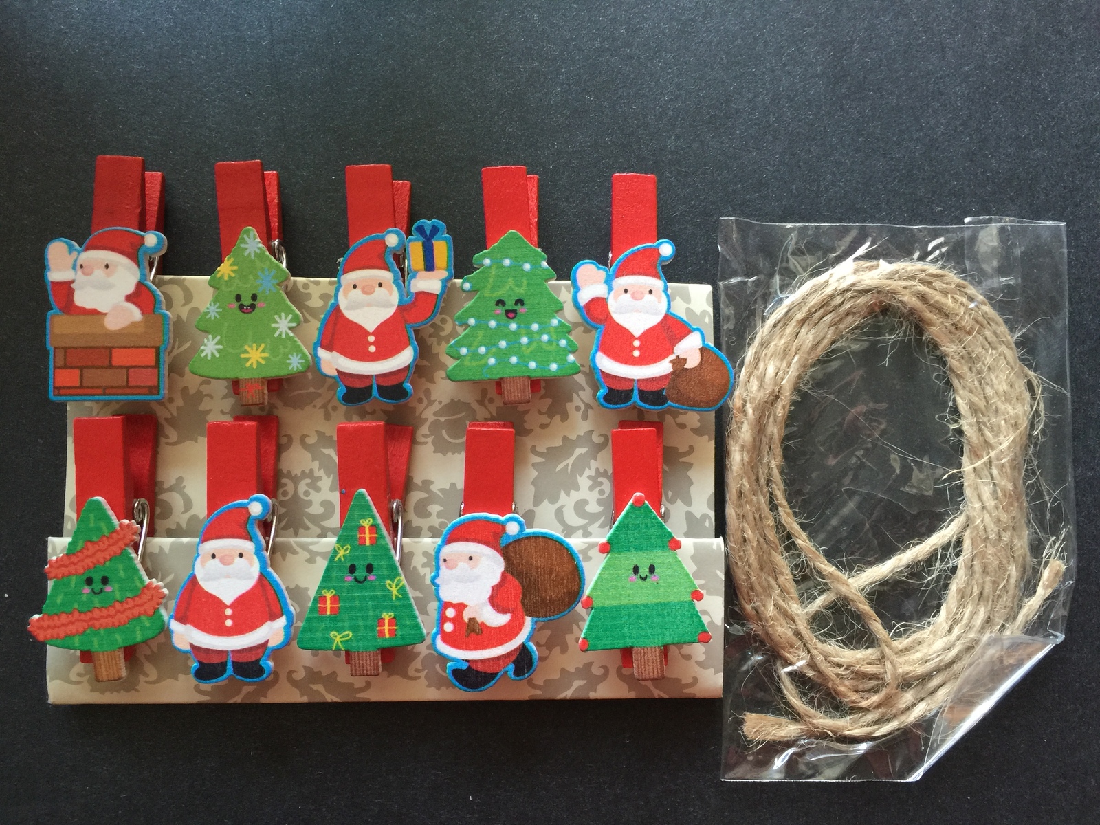 200pcs Santa Claus Clothespin Crafts,Wooden Paper Clips,Christmas Tree Ornaments
