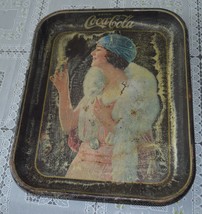 Coca-Cola 1973 Party Flapper Girl Blue Hat Metal Serving Tray Coke Vintage - $19.99