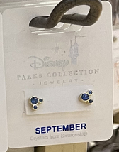 Disney Parks Mickey Faux Gem September Birthstone Stud Earrings Gold Color - $32.90