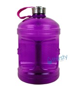 Purple BPA FREE 1 Gallon Water Bottle Steel Cap Jug Container Canteen Re... - $16.82