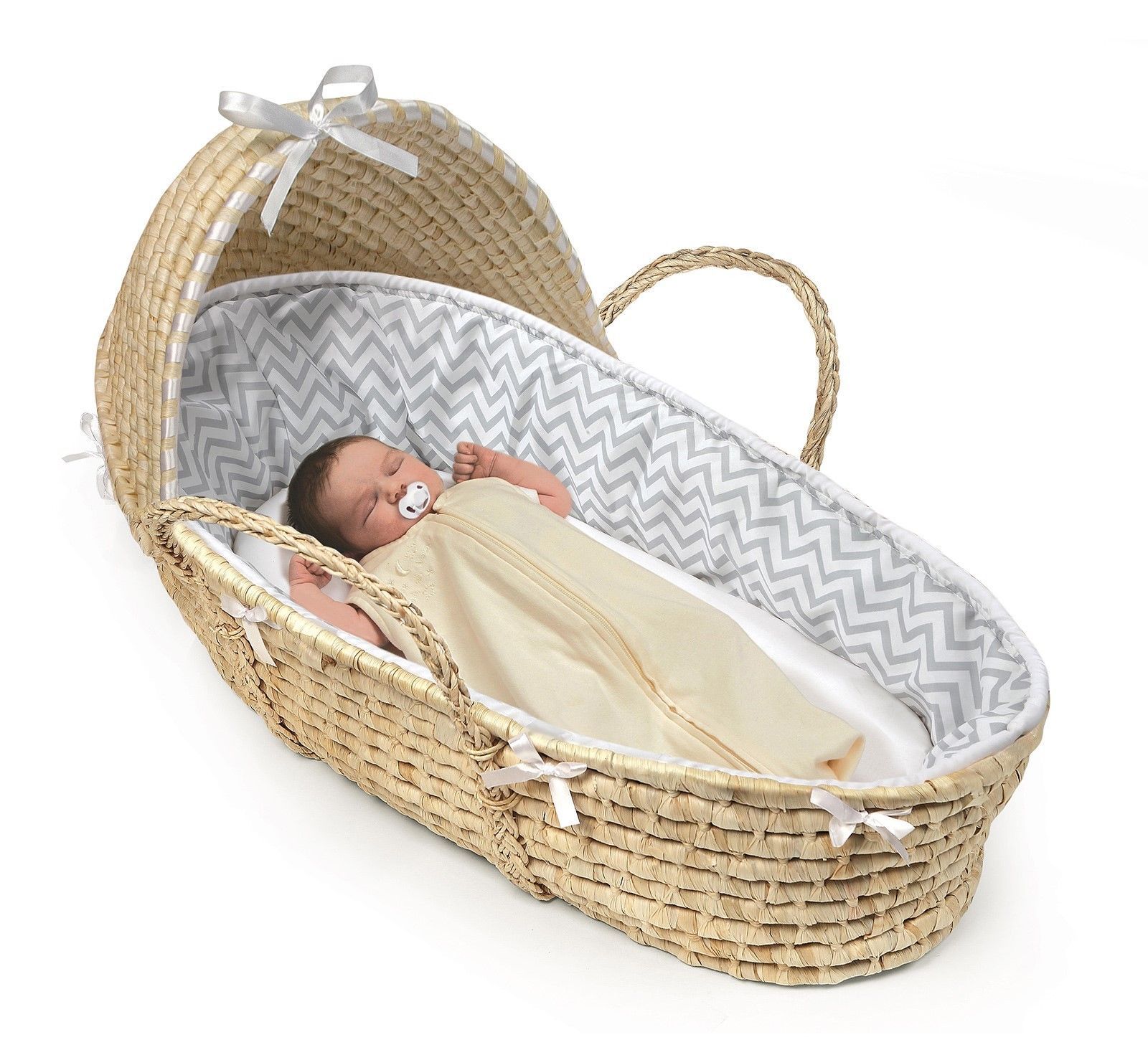 Pink Spots /& Stripes Moses Basket 4 Piece Dressing Basket Not Included