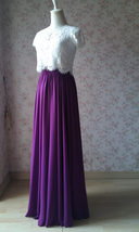 PLUM PURPLE Chiffon Maxi Skirt Outfit Womens Purple Chiffon Skirt Plus Size image 3