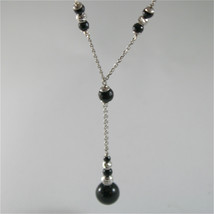 925 SILVER NECKLACE WITH 8 MM ROUND ONYX AND FACETED BALLS image 1