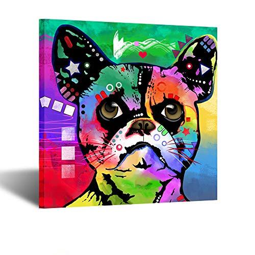 Kreative Arts Funny Dog Art Prints Colorful Pet Canvas Wall Art Framed 