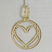 18K YELLOW GOLD HEART PENDANT CHARM 22 MM FINELY WORKED, BRIGHT, MADE IN ITALY image 1