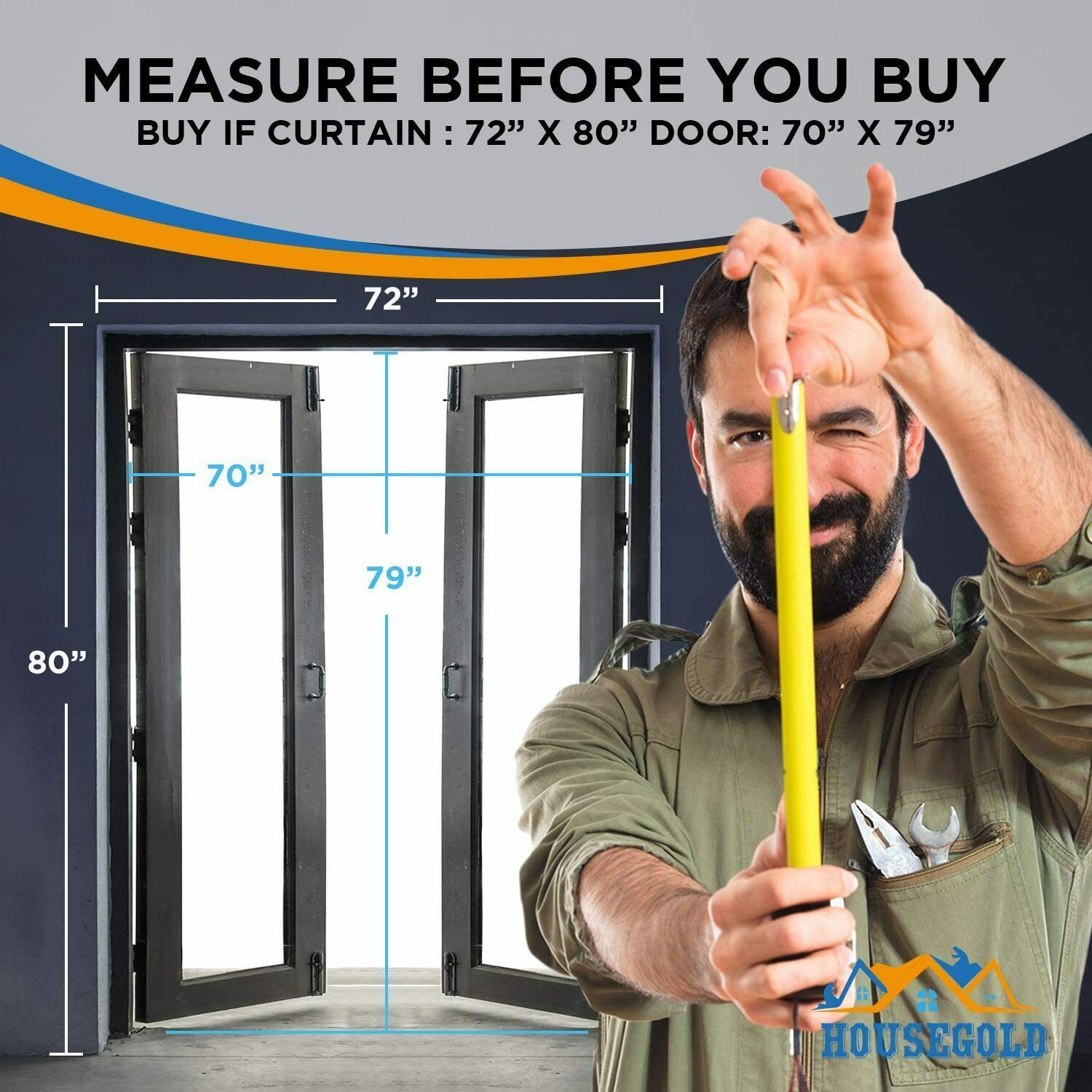 Screen Door for 72"x80" French Door, Durable Fiberglass Double