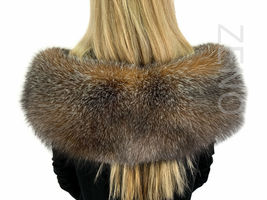 Amber Blue Frost Fox Fur Shawl 47' Saga Furs Amber Color Fur Collar Wrap Scarf image 5