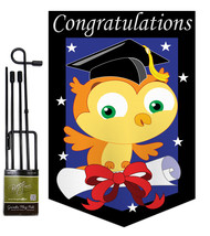 Congratulations - Applique Decorative Metal Garden Pole Flag Set GS115063-P2 - $29.97