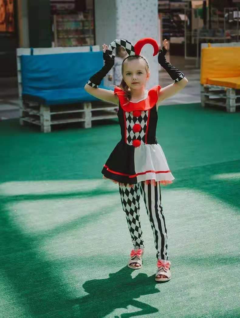 Cute Harley Quinn Costume Cosplay Clown Dress Up For Girls Halloween ...