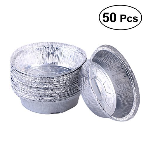 BESTONZON 50pcs 6 Inch Aluminum Foil Plate Disposable Round Food