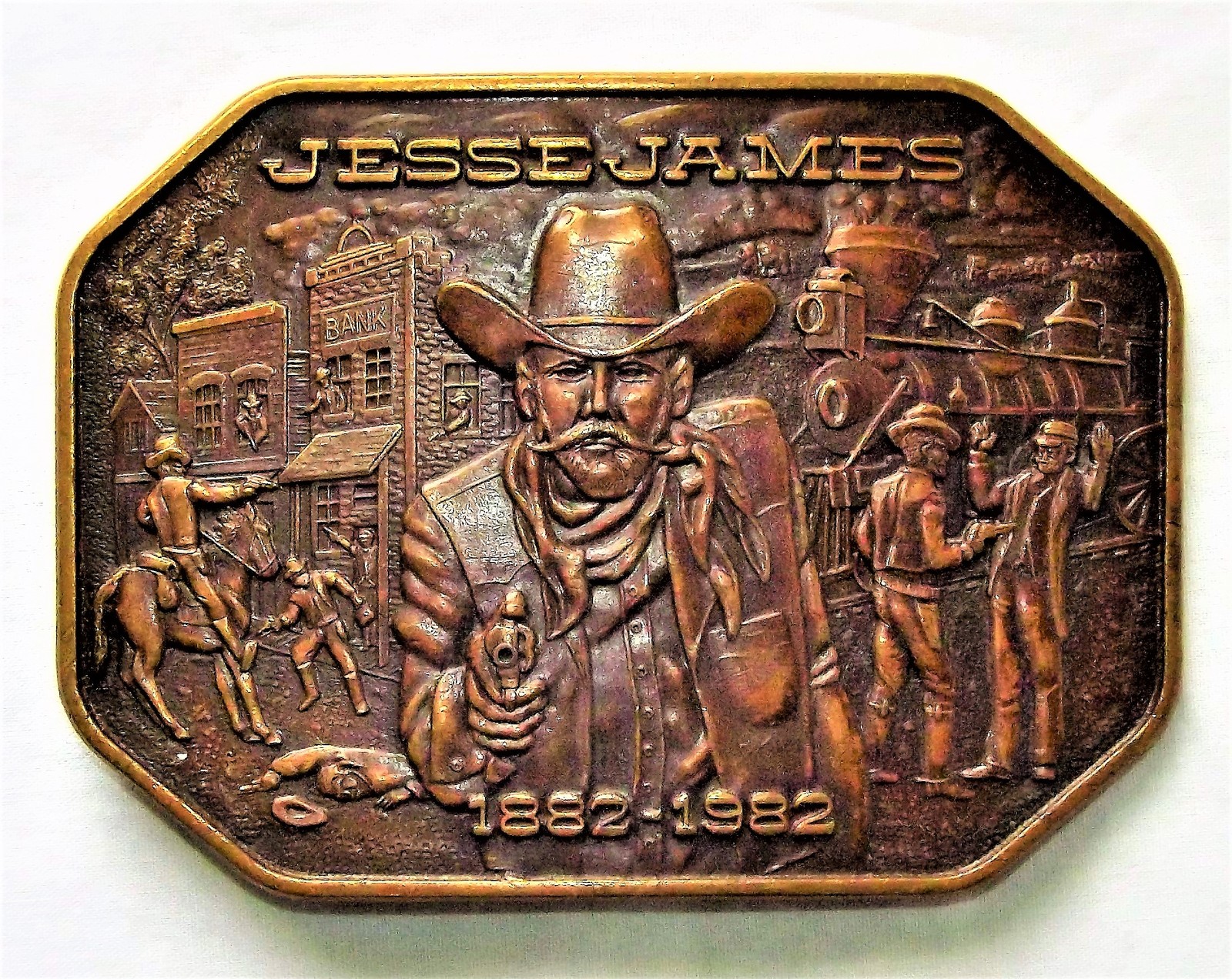 1982 Jesse James 1882-1982 Commorative Brass Belt Buckle Historic ...