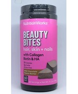 Nutrition Works Beauty Bites collagen and Biotin for Hair/Skin/Nails 60 ... - $29.99