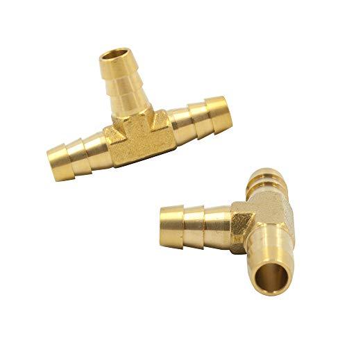 Legines Barb Tee, 1/8" x 1/8" x 1/8" Hose Barbed T Fitting, Brass 3 Way