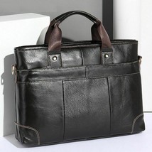 Men&#39;s Leather Bag Briefcase Laptop A4 Document Female Shoulder Messenger... - $99.99