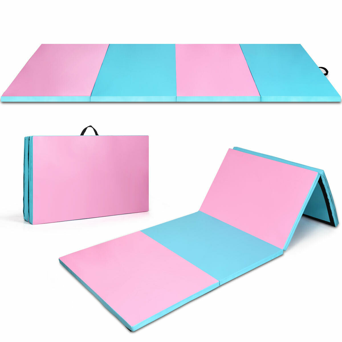 4' x 10' x 2" Folding Gymnastics Tumbling Gym MatBlue Mats & Non