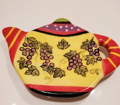 Bella Casa By Ganz Teabag Holder, Spoon Rest, Colorful Grapes Decor Ceramic image 4