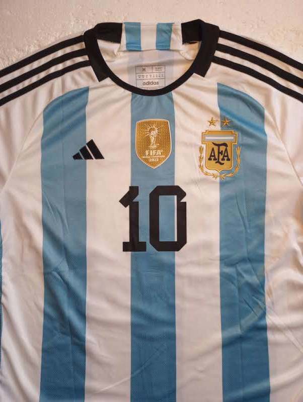 Lionel Messi Argentina World Cup Champion Stadium Home Long Sleeve