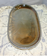 Arte Italica Volterra Tuscan White Swirl Glass Bread Platter Beaded Pewt... - $210.95