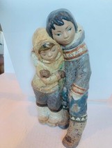 Lladro Nao Daisa Spain porcelain statue sculpture Arctic boy girl Eskimo Inuit - $292.05
