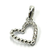 SOLID 18K WHITE GOLD PENDANT MINI HEART WITH CUBIC ZIRCONIA, 10mm, 0.4 inches image 1