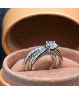 Bridal Ring Set Engagement Wedding Ring 3.00Ct Diamond 14k White Gold Si... - $296.40