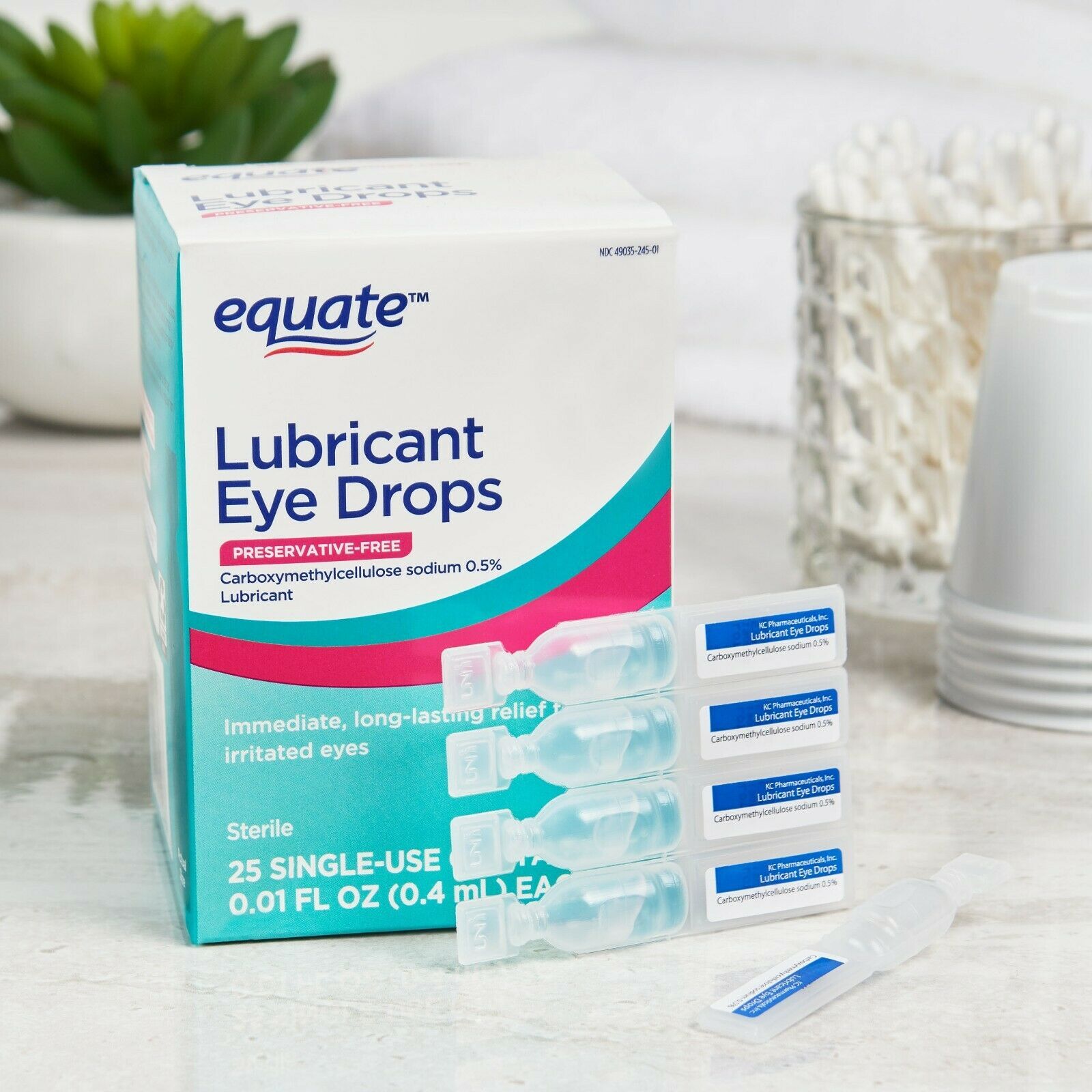 Equate Lubricant Eye Drops, 0.01 fl oz, 25 Count Dry Eyes..+ Eye Drops & Wash