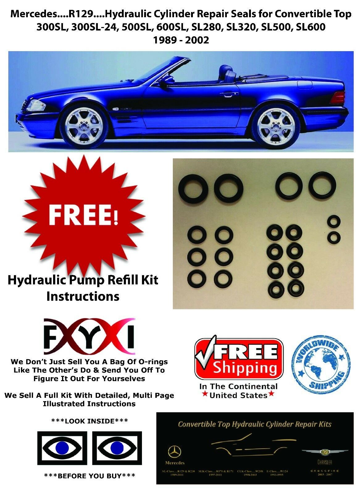 Mercedes SL500 SL320 500SL Convertible Top Hydraulic Cylinder Repair