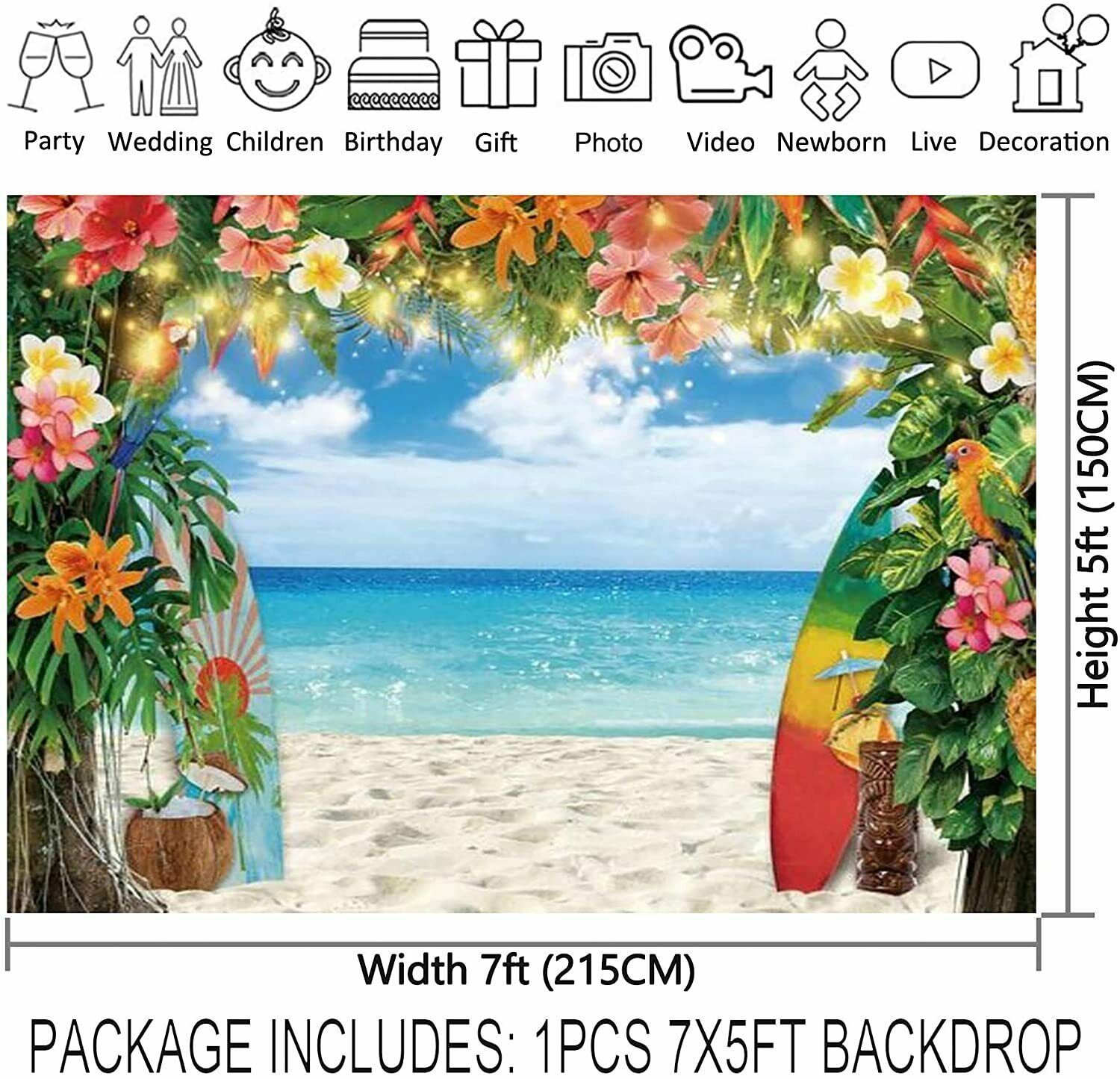 Hawaiian Luau Party Fabric Phot Backdrop And 24 Similar Items