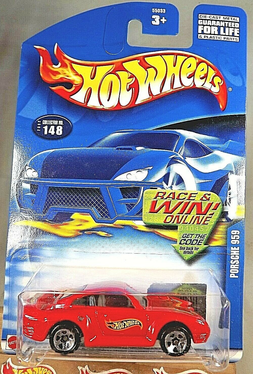 2002 Hot Wheels Collector #148 PORSCHE 959 Red w/Chrome 5 Spoke Wheels