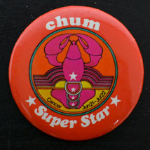 Vintage Pinback Button Pin CHUM SUPER STAR HOROSCOPE ZODIAC CANCER 1970s p1 - £7.41 GBP