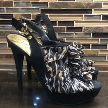 Guess animal print chiffon platform heels - $36.63