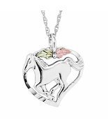 Horse in Heart Pendant Necklace, Sterling Silver, 12k Green and Rose Gol... - $94.92