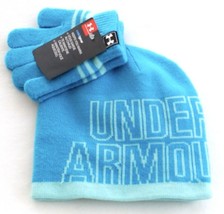 Under Armour Coldgear Blue Knit Beanie & Gloves Youth Girl's 4-6 Years - $29.69
