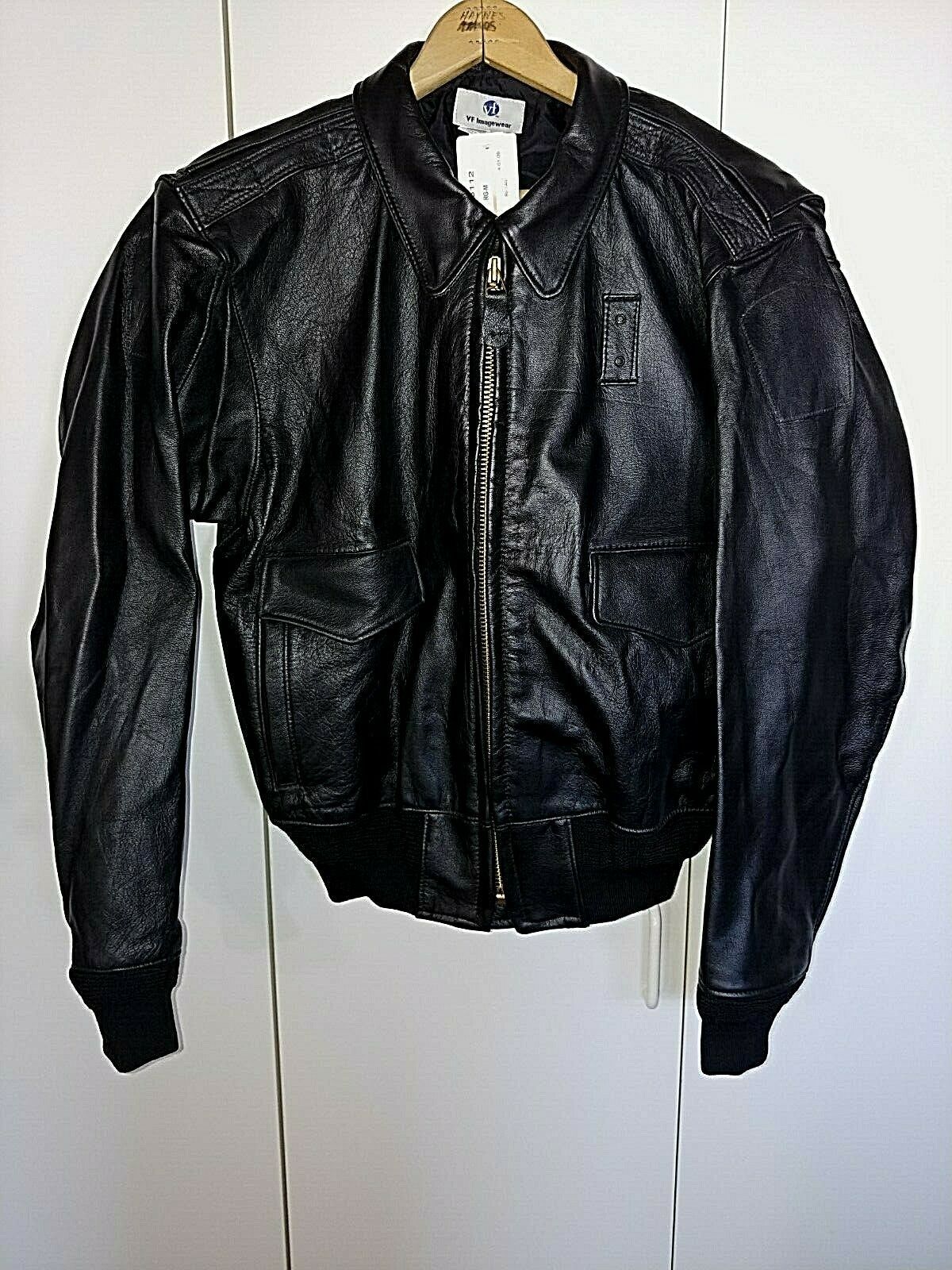 VF IMAGEWEAR MEN'S BLACK GOATSKIN LEATHER BOMBER JACKET-M-NEW-KNIT ...