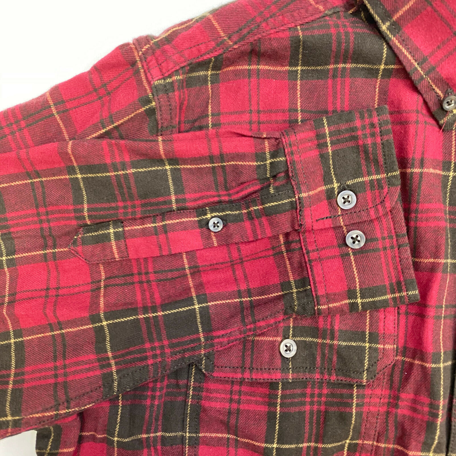 Faded Glory Button Up Shirt Mens Large Red Plaid Flannel Long Sleeve ...