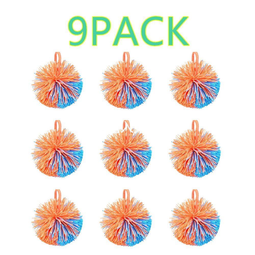 2.5"MINI Rubber String Ball Set of 9 Assorted Bulk Bundle, Soft Active