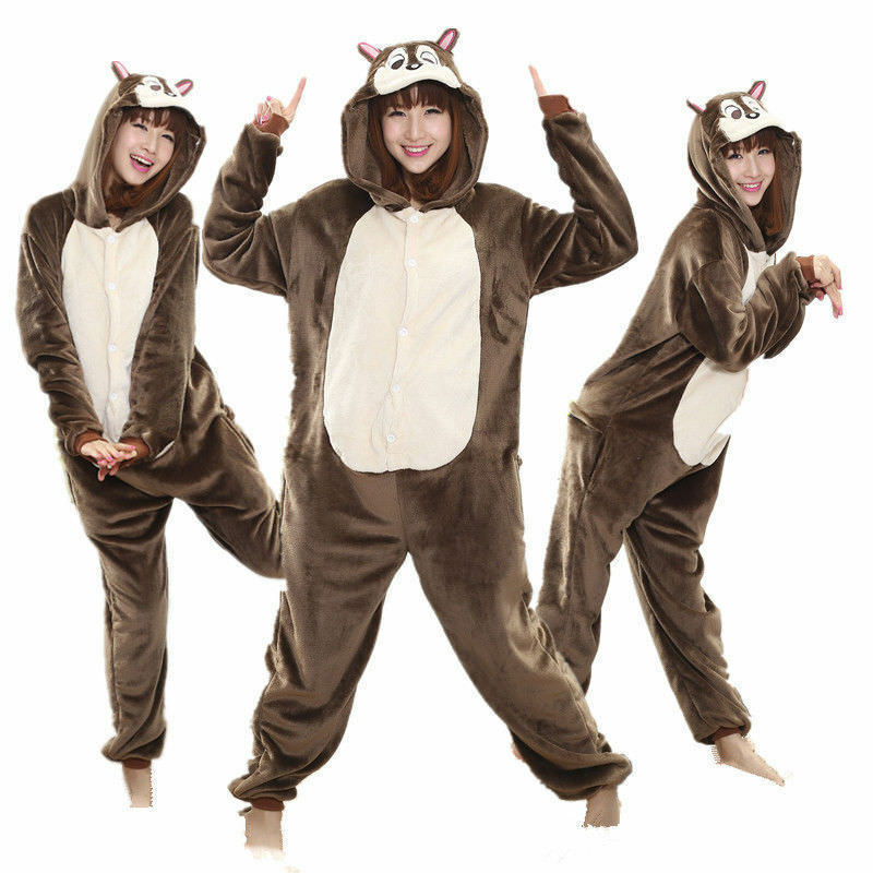 Unbranded - *unisex adult squirrel pajamas animal cosplay costume sleepwear onesieo kigurumi
