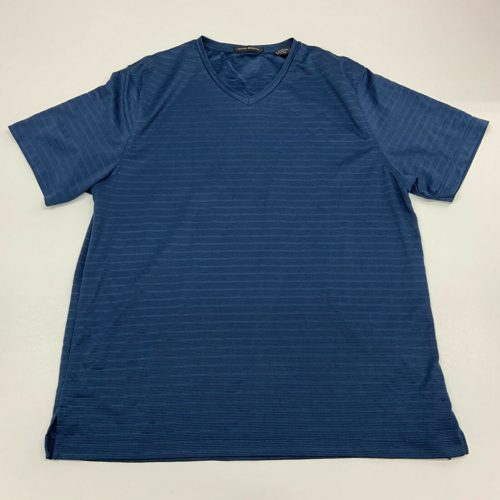 Michael Brandon Shirt Mens XXL Blue Short Sleeve Casual V Neck - T-Shirts