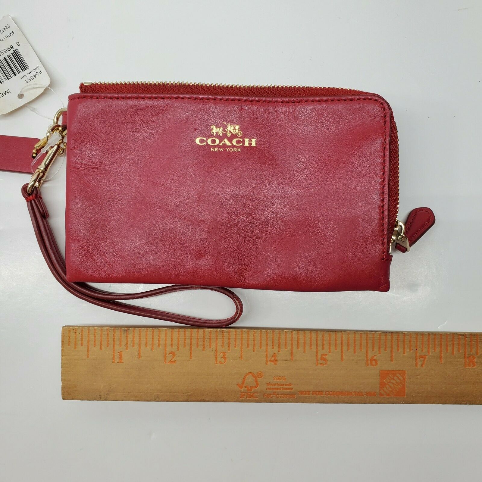 Coach Double Corner Zip Wristlet Red Zip Around Wallet Clutch Purse New - Women&#39;s Bags & Handbags