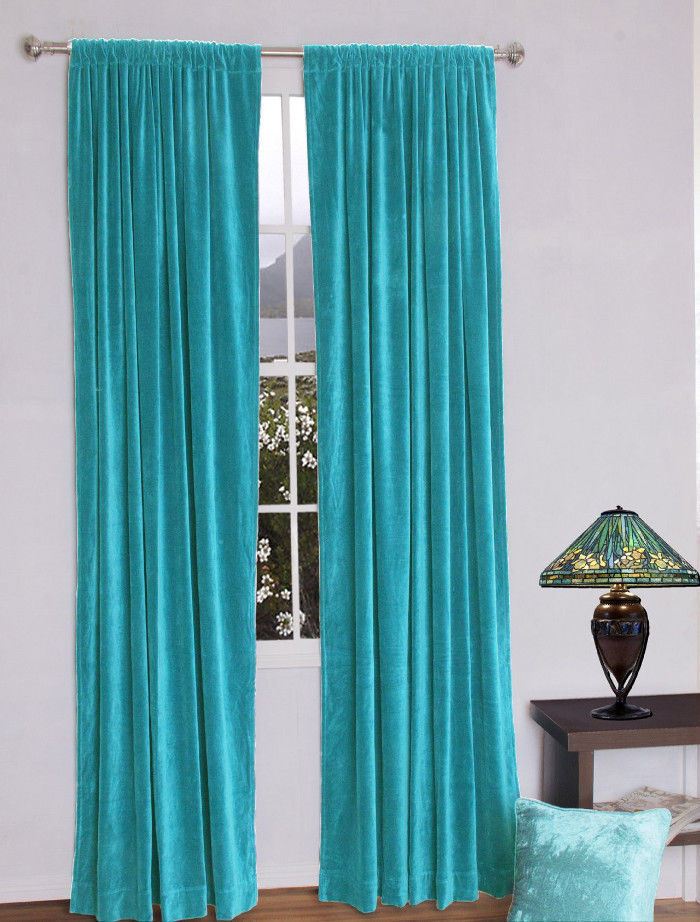 Vintage Traditional 100% Blackout Velvet Curtain Lined Drapes 2 Panel