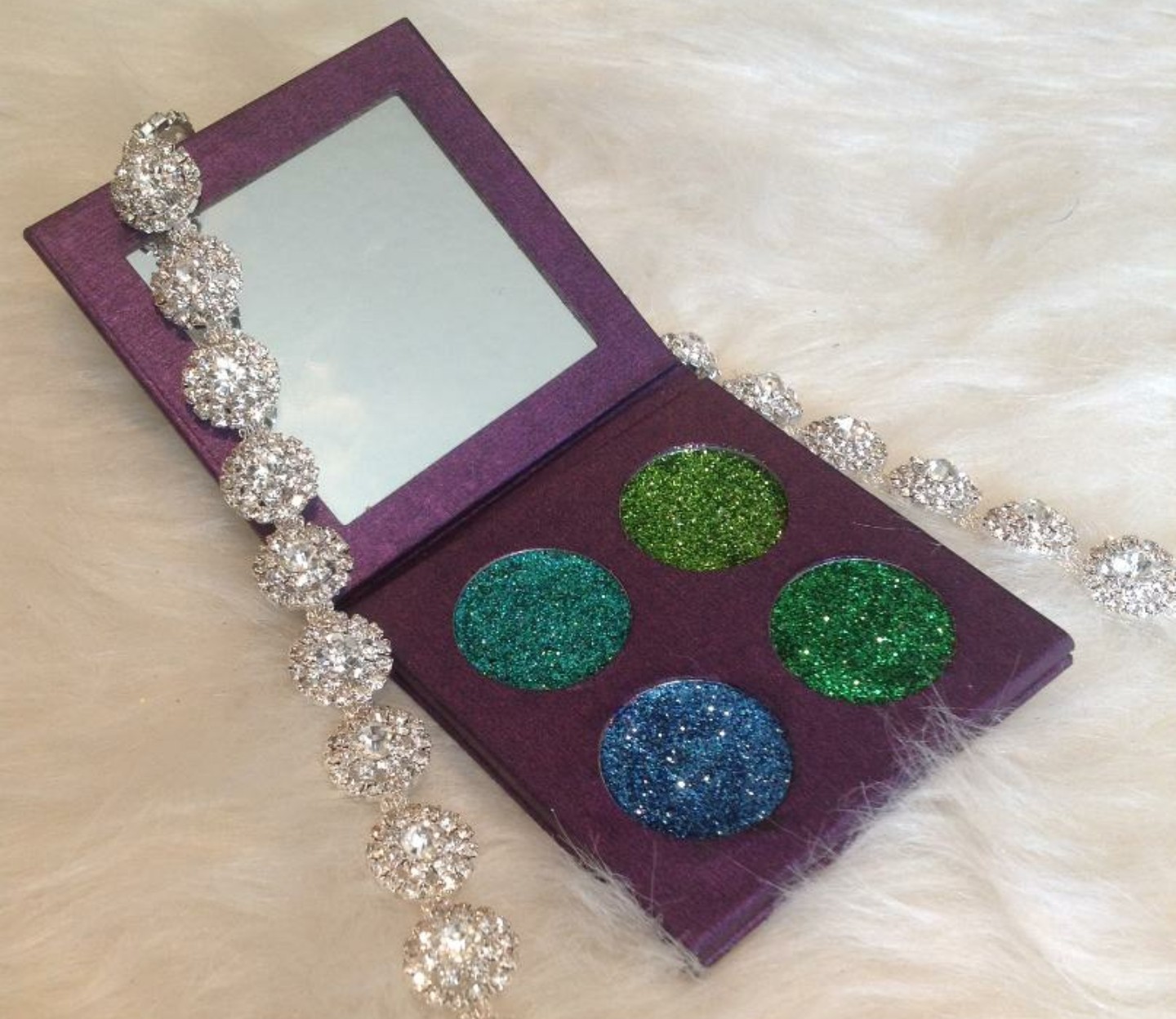 Primary image for 4 26 mm Breath Taking Hand Pressed Blue & Green Tones Glitter Eyeshadow