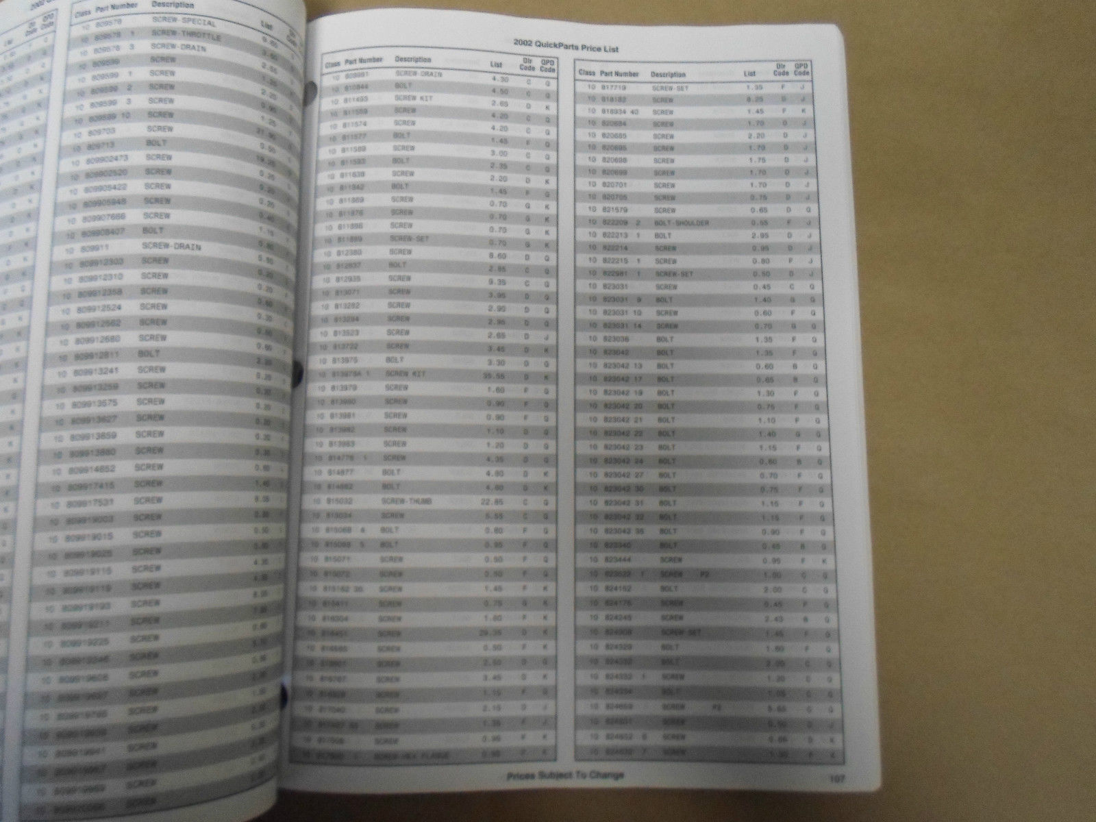 2002 Quicksilver Marine Parts and Accessories Price List Manual OEM