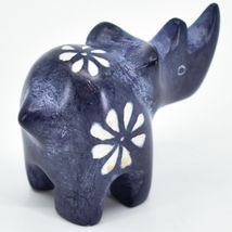 Hand Carved Kisii Soapstone Tiny Miniature Dark Blue Rhinoceros Rhino Figurine image 4