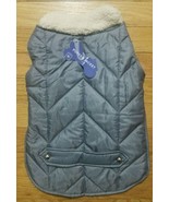 Pet Puffer Vest Coat Faux Sherpa Collar Gray Size Medium New - $9.69