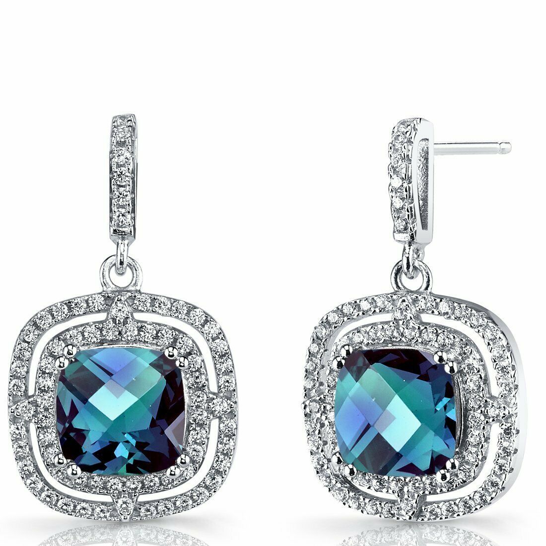 5.5ct London Blue Topaz & Swarovski Crystal Rectangle Dangle Earrings ...