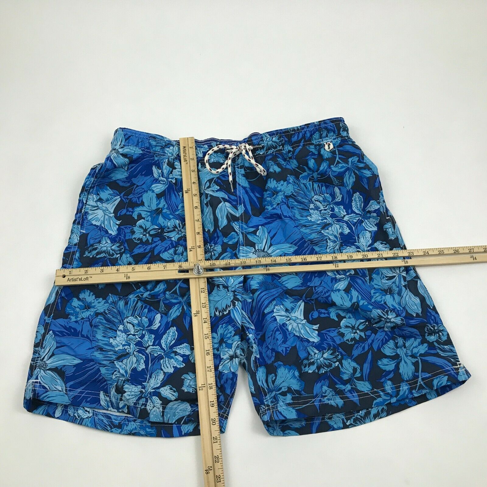 NEW Lands End Swim Trunks Size Large 36 - 38 Waist Blue Hawaiian Shorts ...
