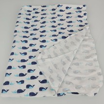 Baby Carters Boy White Blue Whale Cotton Flannel Receiving Swaddle Blanket - $29.69