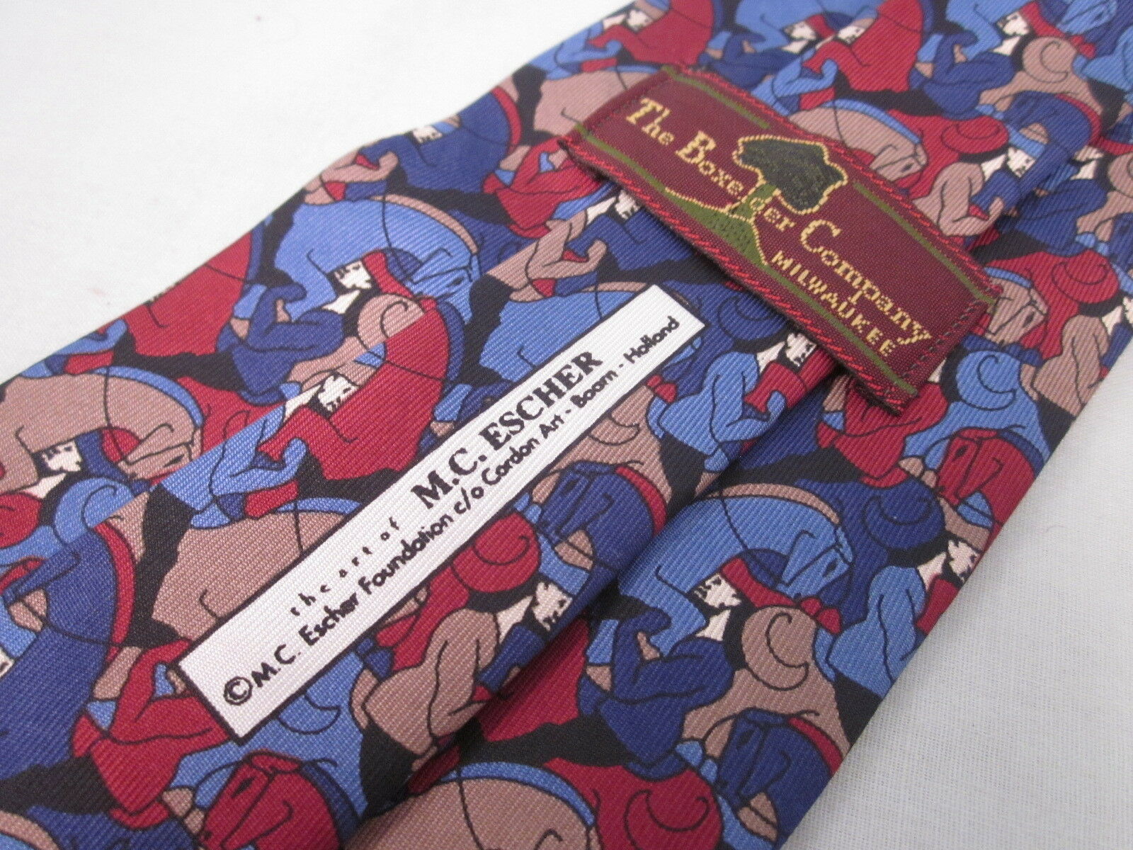 MC ESCHER Horseman Boxelder Company Silk Necktie BLUE RED